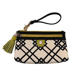 Spartina 449 Seven Oaks Linen Wristlet Purse Daufuskie Cream Black Green Tassel